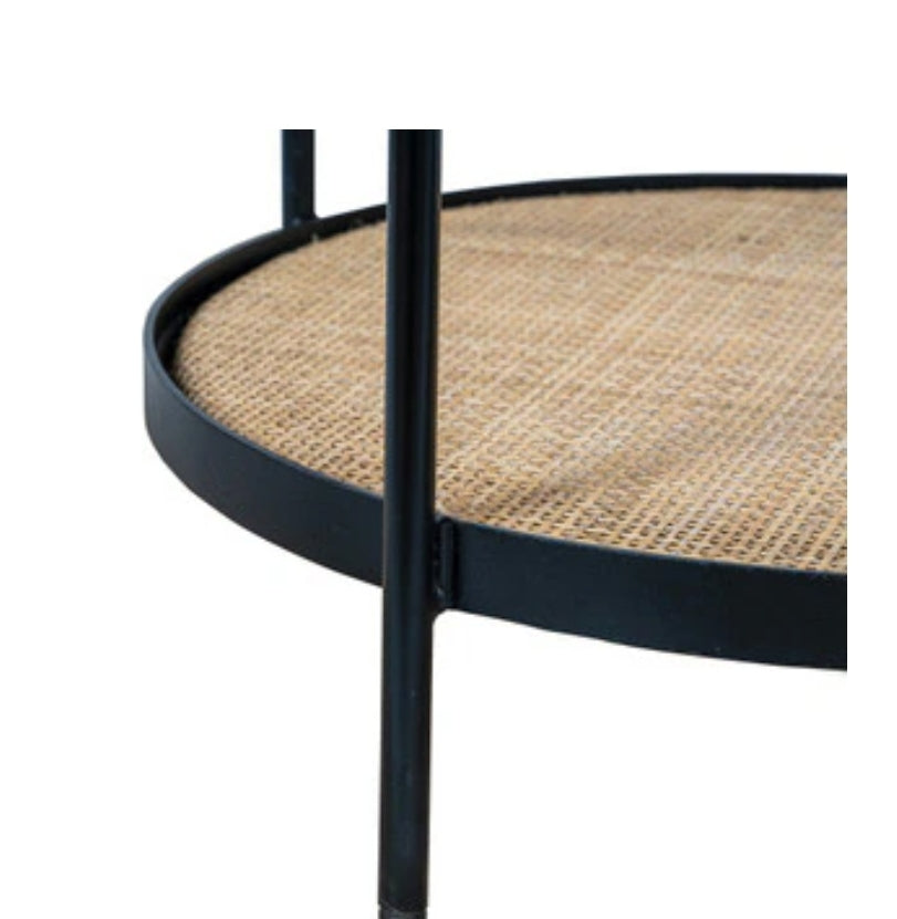 Iron and Glass Round 2 Shelf Side Table