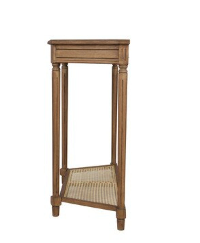 Lenora Demilune Console Table w/Cane Shelf