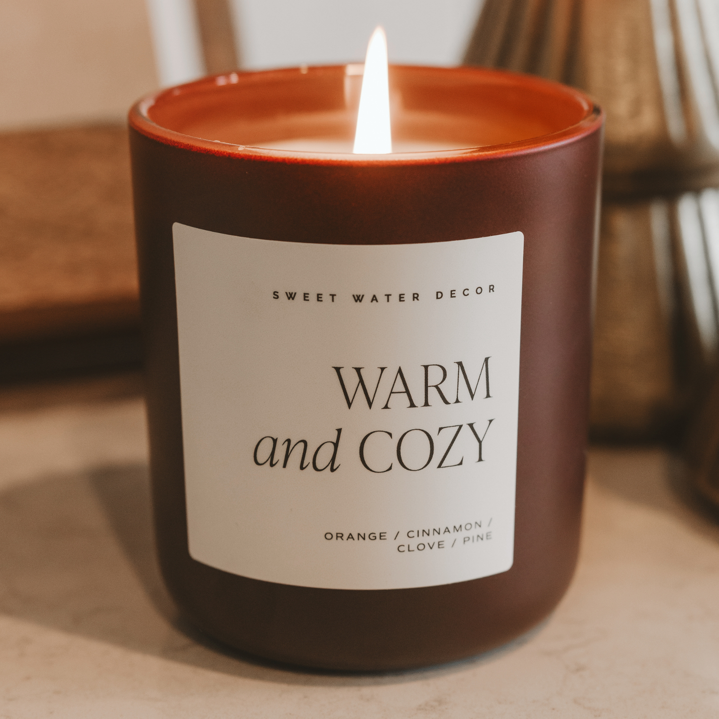 Warm and Cozy 15 oz Soy Candle, Matte Jar - Decor