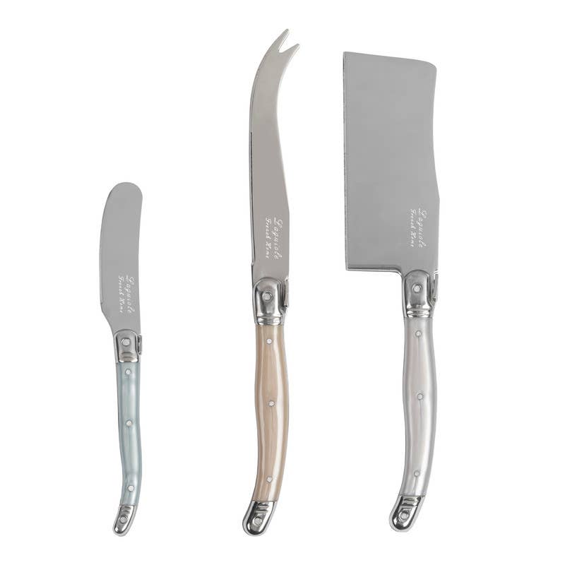 3-Piece Laguiole Cheese Knife Set Mother of Pearl Handle