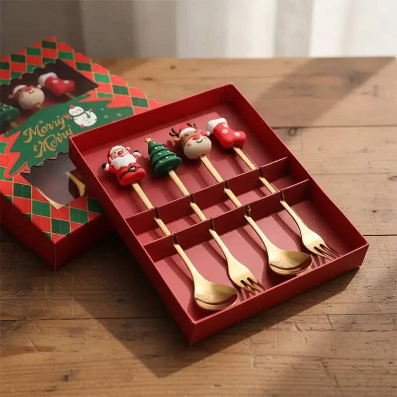 Stainless Steel Christmas Utensil 4-Piece Sets