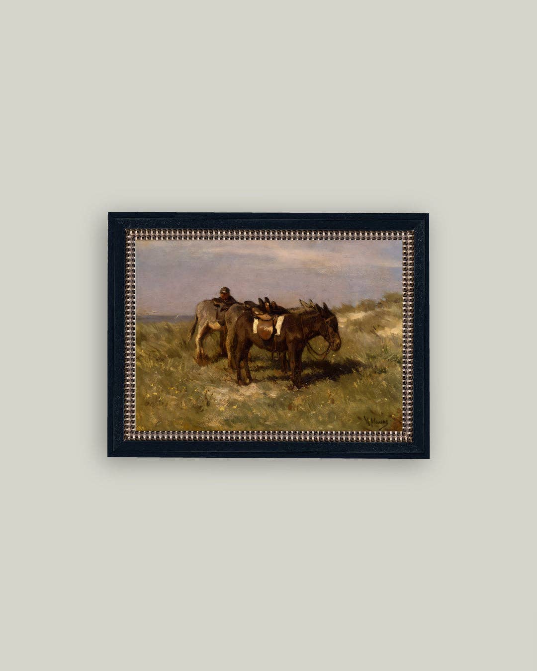 Donkeys in the Dunes Framed Antique Art