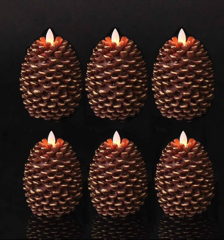 Pinecone & Tree LED Candles (Set of 3 or 6)