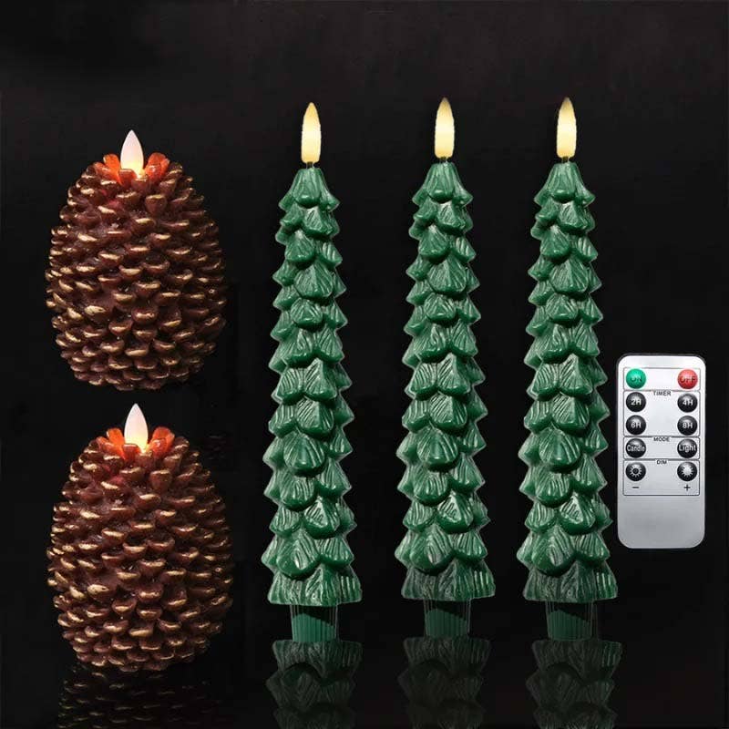 Pinecone & Tree LED Candles (Set of 3 or 6)