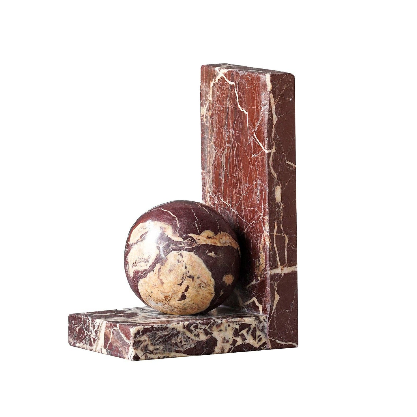 Rosso Levanto Sphere Bookend, Pair