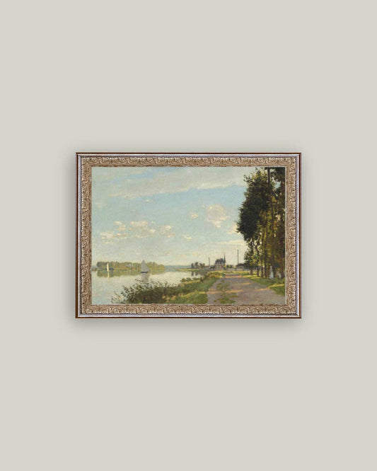 Riverside Walk Framed Antique Art