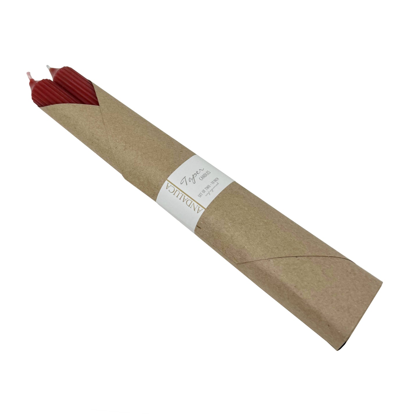 Red Ridged Taper Candles (Set of 2)