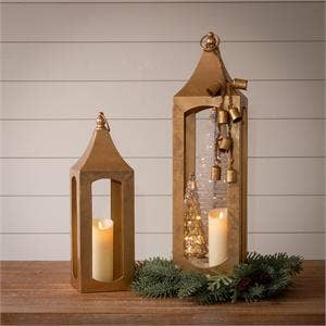 Metallic Gold Lanterns (Set Of 02)