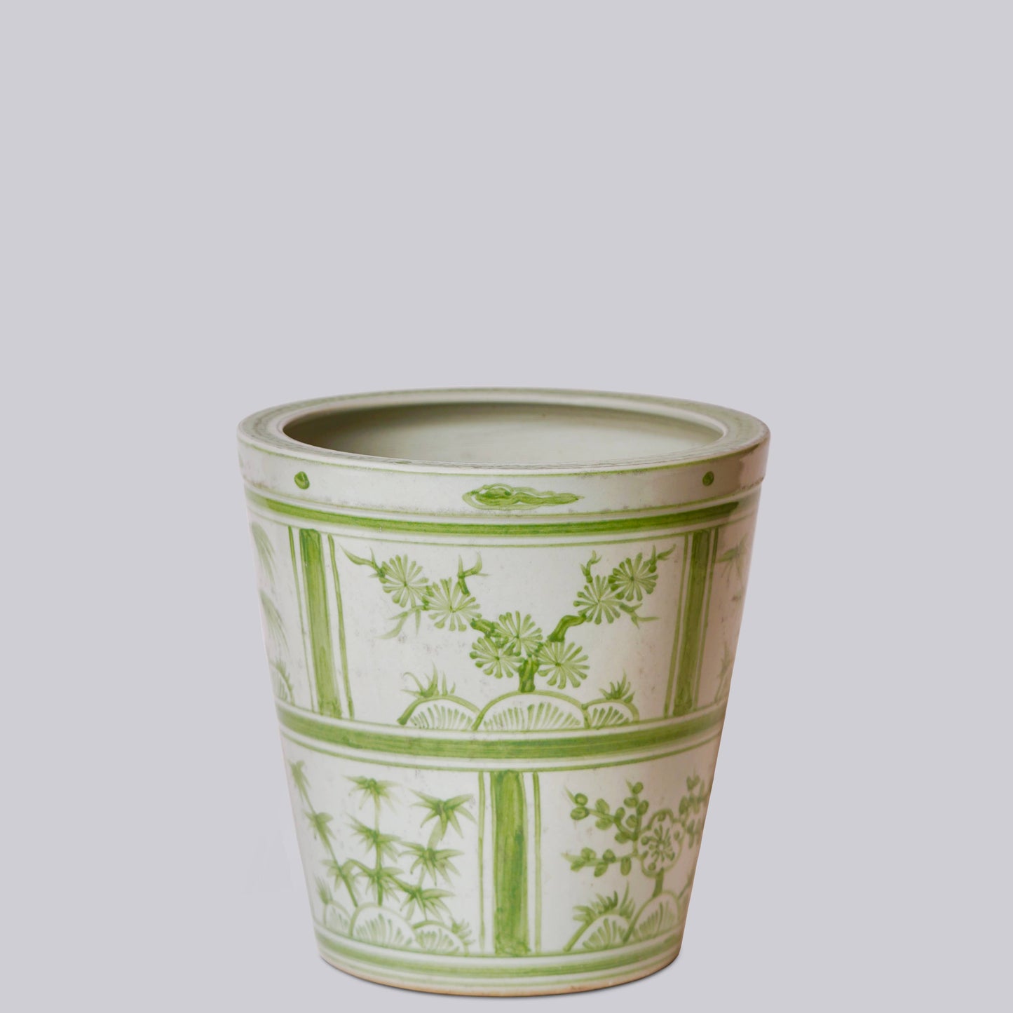 Green and White Porcelain Three Friends Tiles Planter