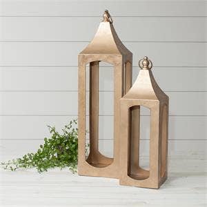 Metallic Gold Lanterns (Set Of 02)