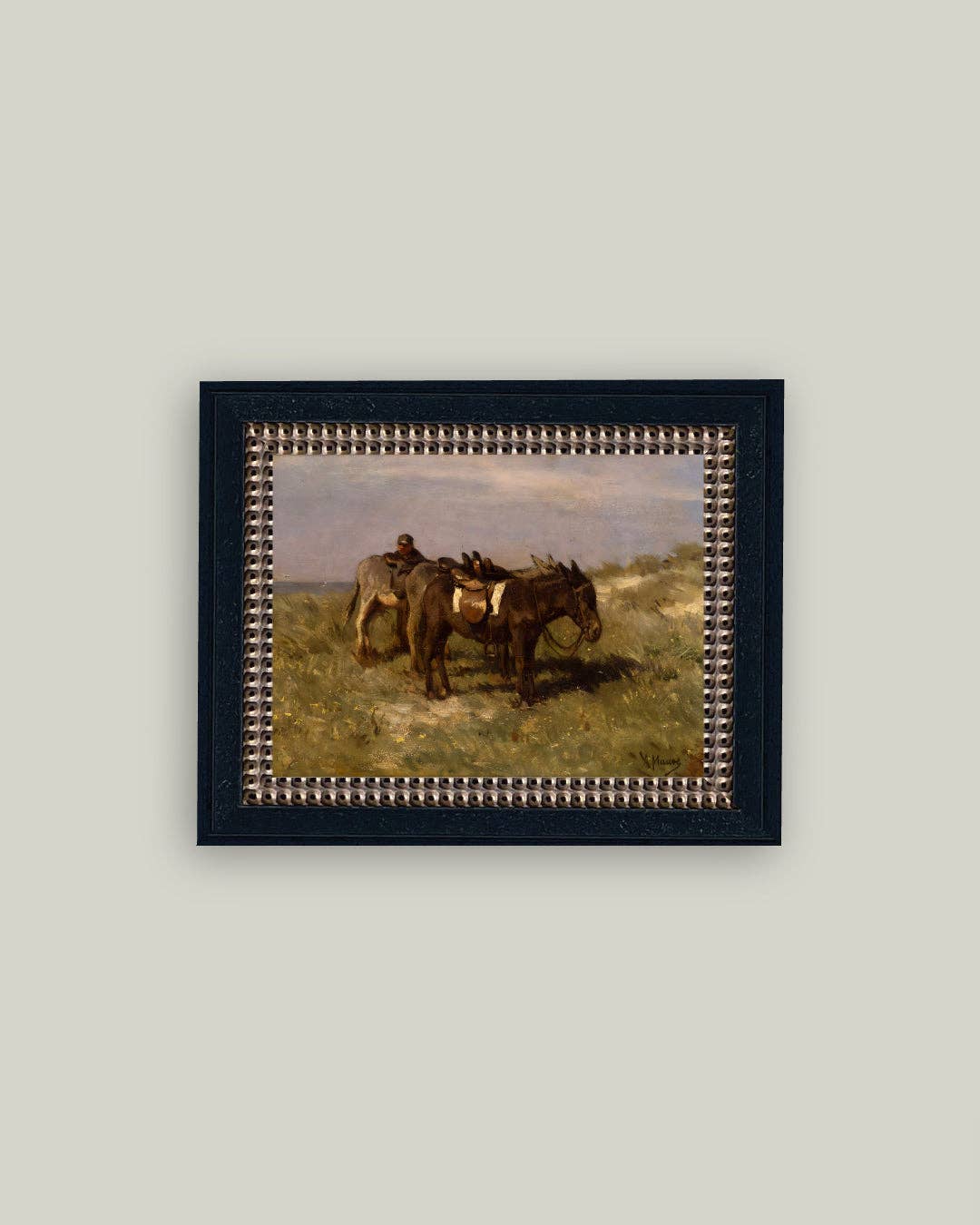 Donkeys in the Dunes Framed Antique Art