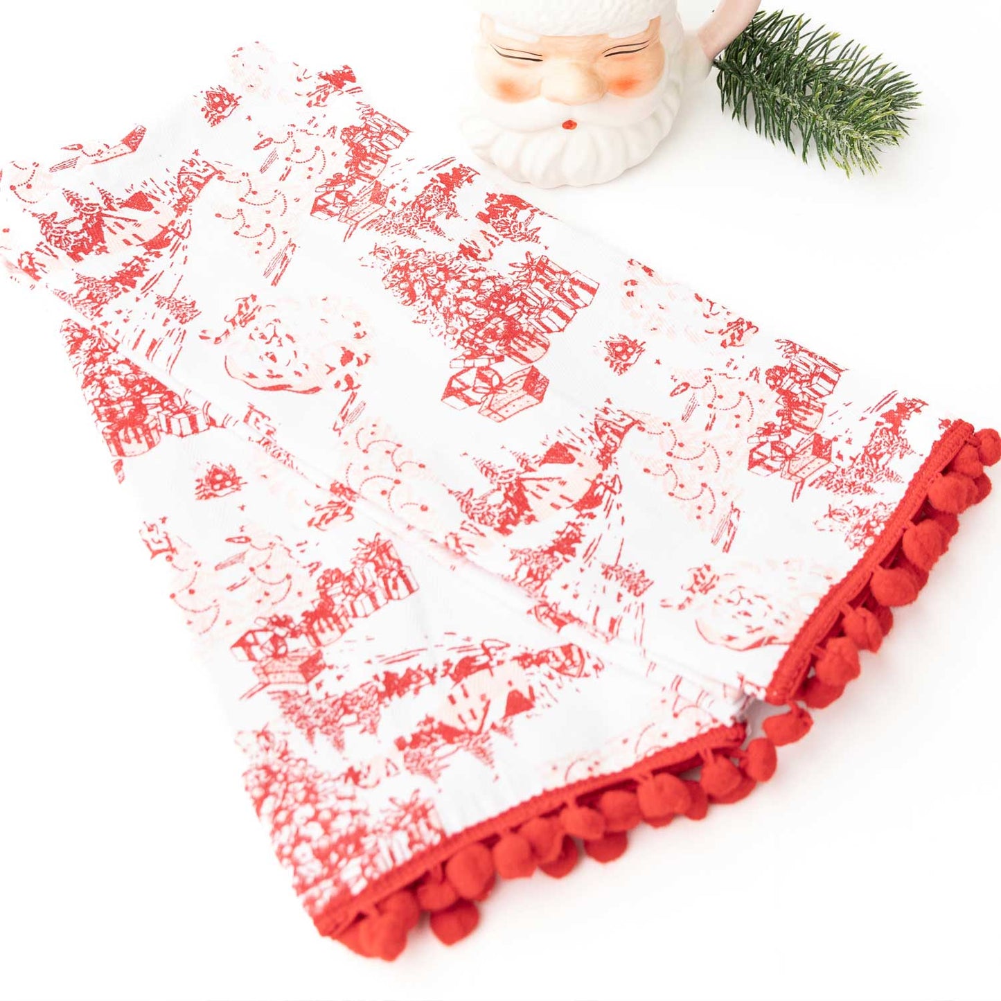 Santa Toile Tassel Kitchen Towel Set