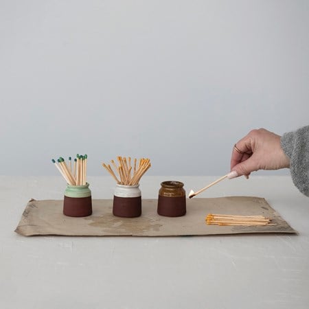 Stoneware Match Holder w/ Striker