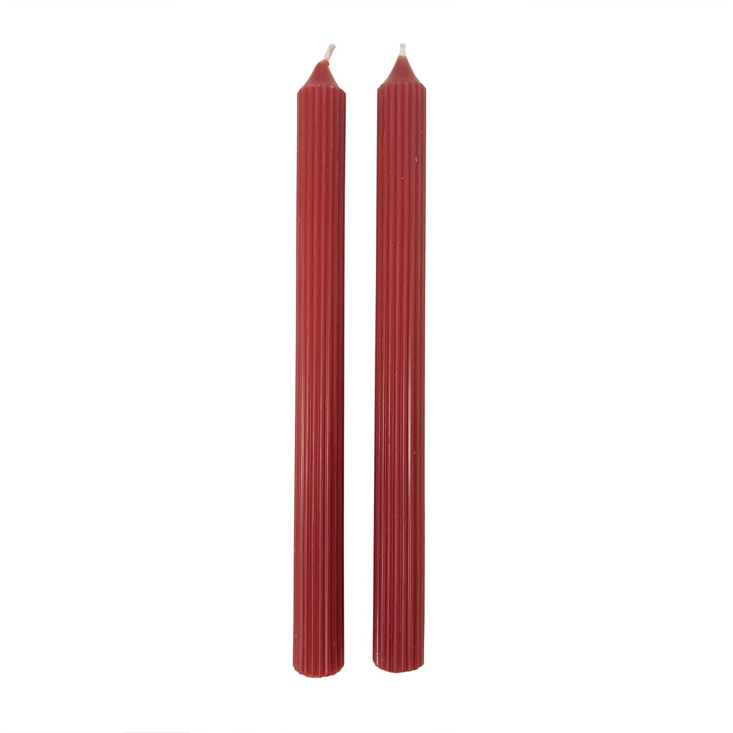 Red Ridged Taper Candles (Set of 2)