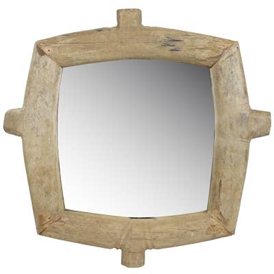 Ramsey Wheel Mirror, Wood - Square