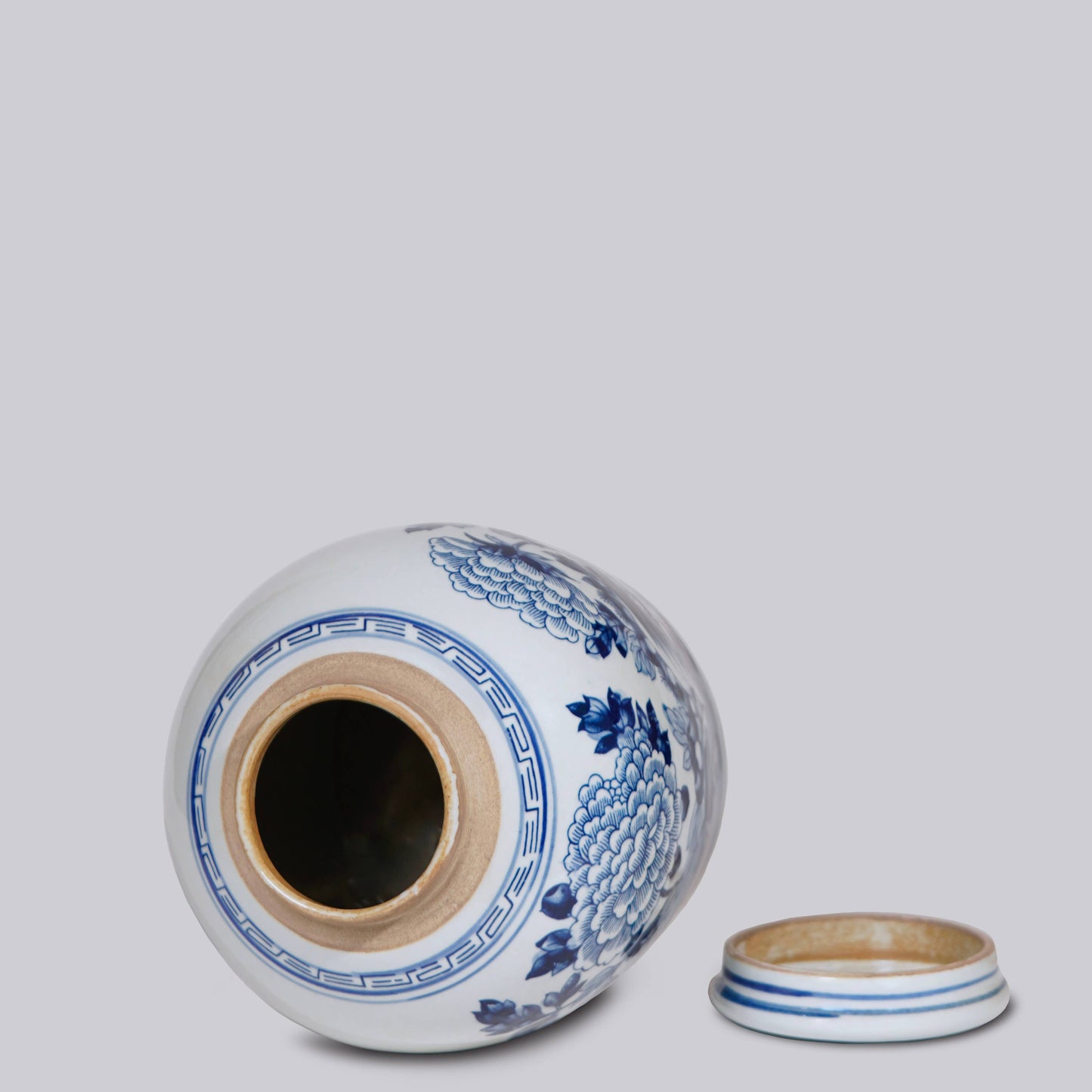Peony Blue and White Porcelain Jar