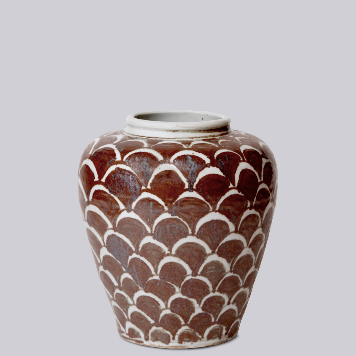 Rustic Copper Glazed Dragon Scale Porcelain Pot