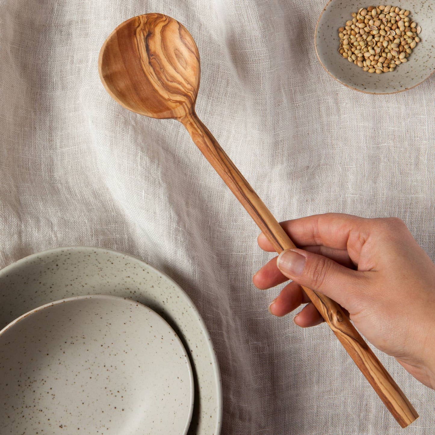 Olive Wood Round Spoon