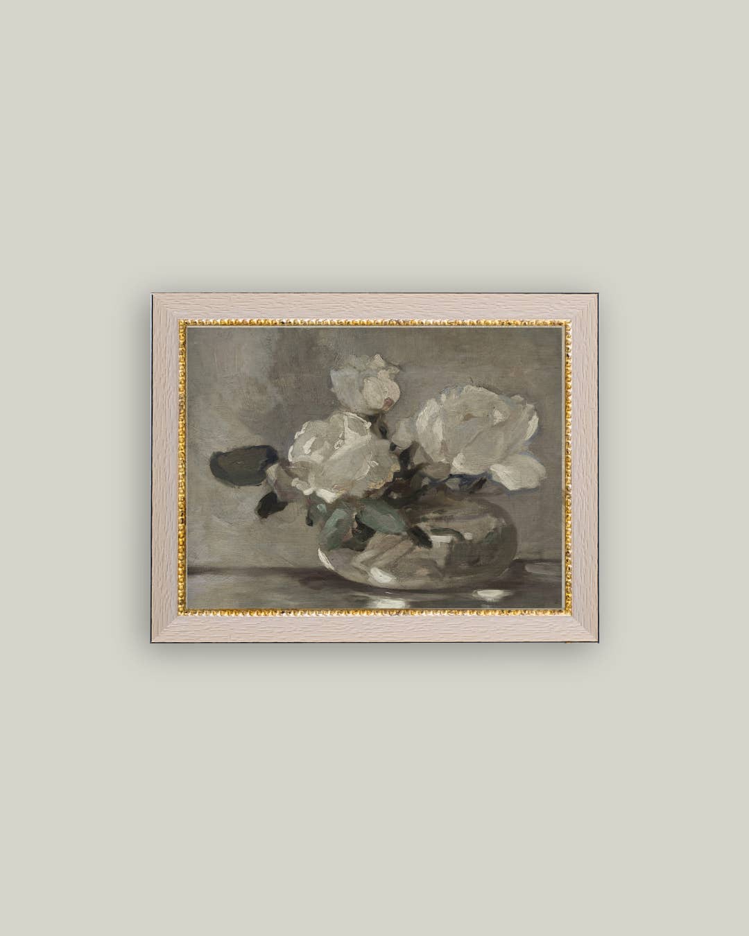 White Rose Vase Framed Antique Art
