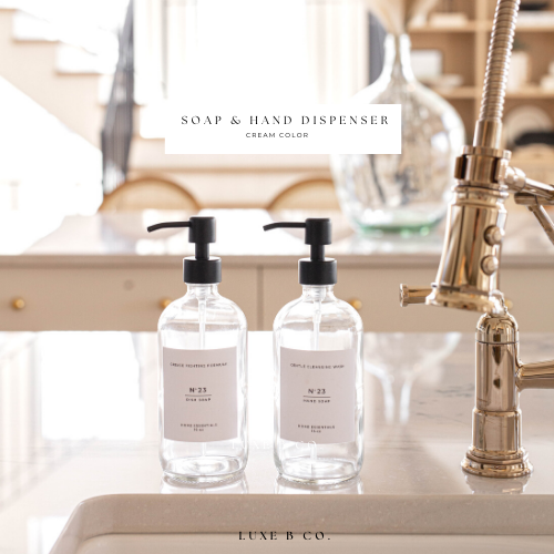 Clear Soap Bottle Dispenser with Label- Dish or Hand Soap