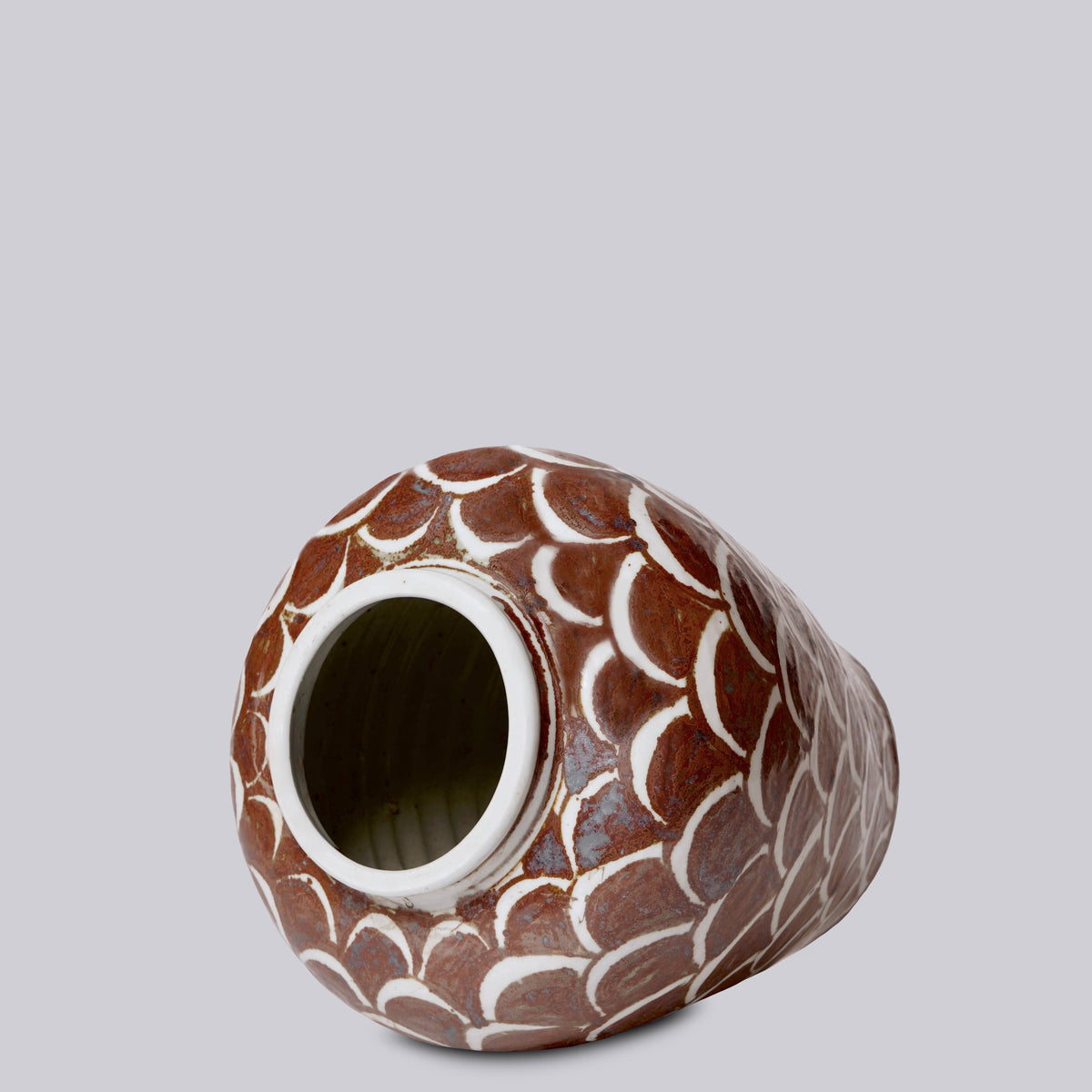 Rustic Copper Glazed Dragon Scale Porcelain Pot