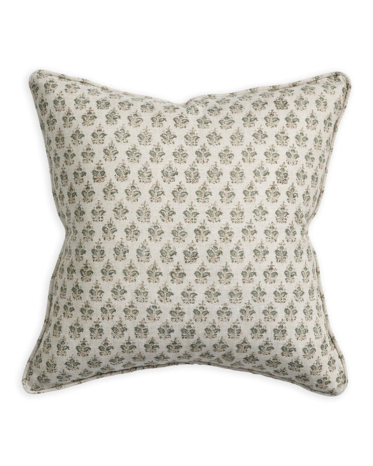 Sanganer Oak Celadon Linen Pillow