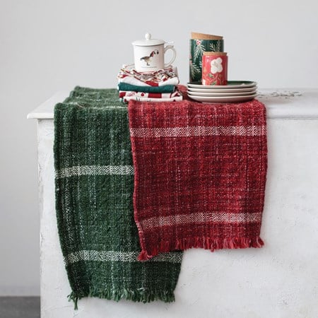 Woven Wool Blend Slub Table Runner