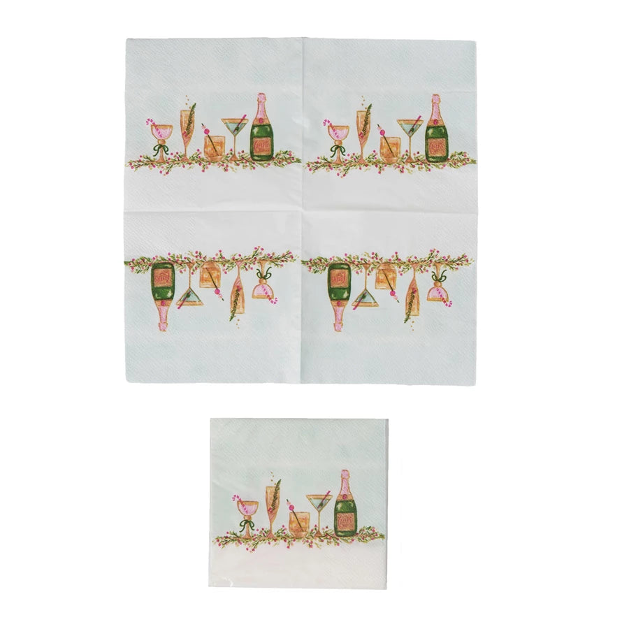 Cocktail Napkins w/Holiday Cocktails