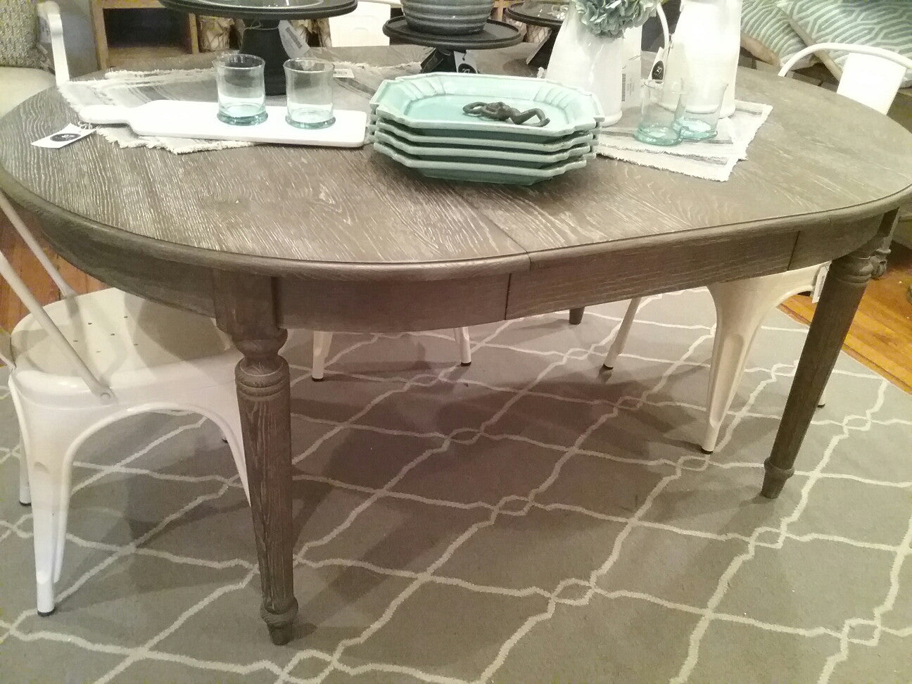 Gray Oval Table