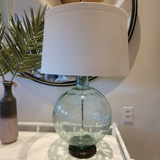Seeded Green/Blue Glass Lamp