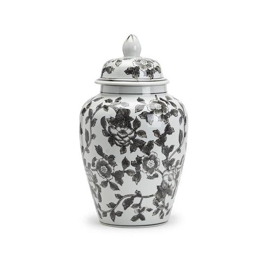 Black and White Hand-Painted Ginger Jar