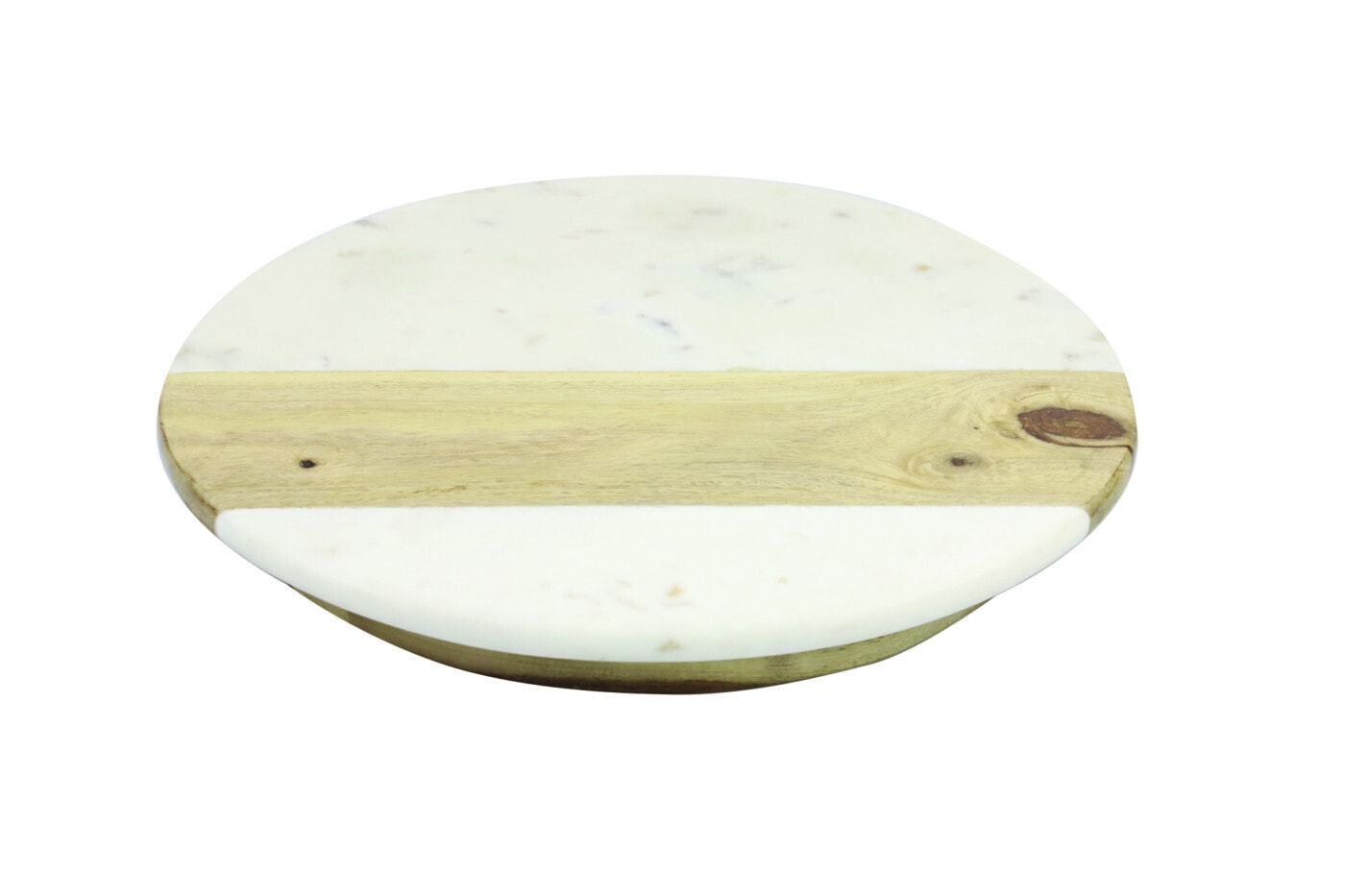White Marble & Wood Lazy Susan
