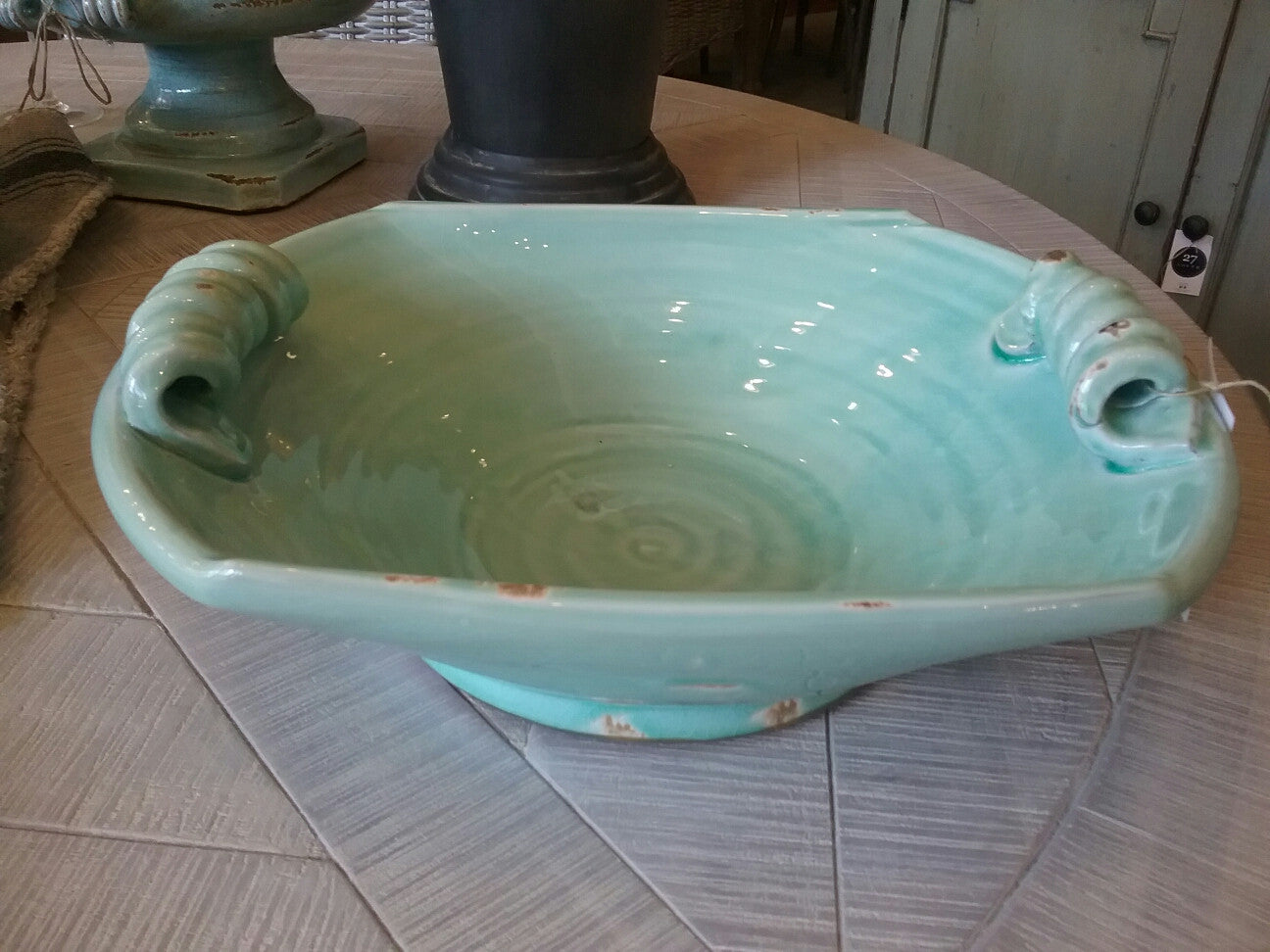 Copy of Curled Handle Bowl - Aqua