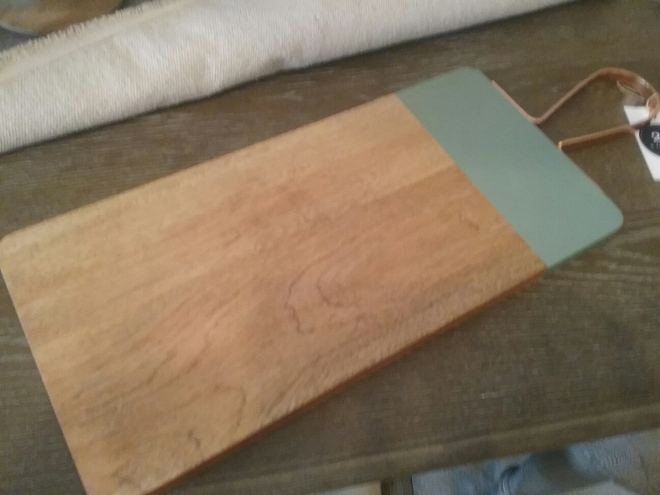 Cutting Board with Copper Handle - Teal