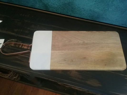 Cutting Board with Copper Handle - White