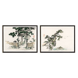 Japanese Garden Trellis Prints - Set of 2