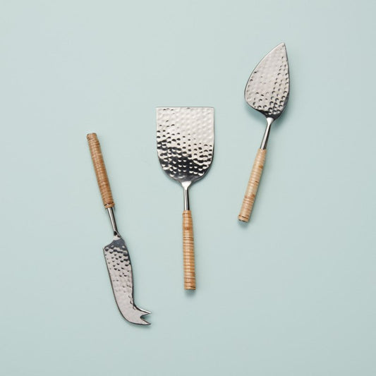 Rattan Handle Cheese Set