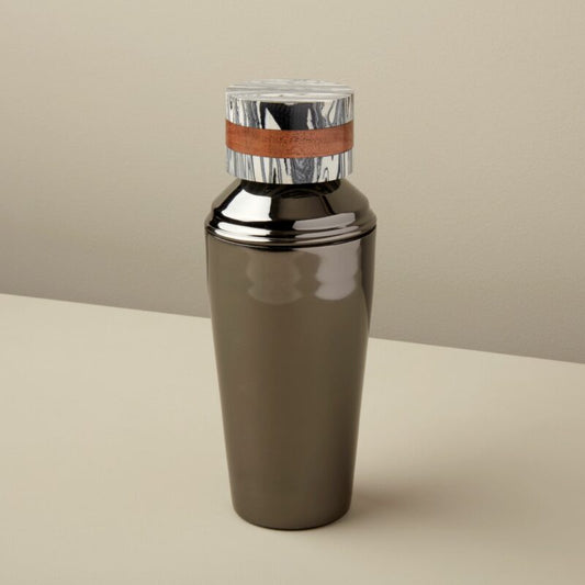 Zebra Marble & Wood Onyx Cocktail Shaker