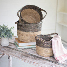 Black and Natural Woven Basket