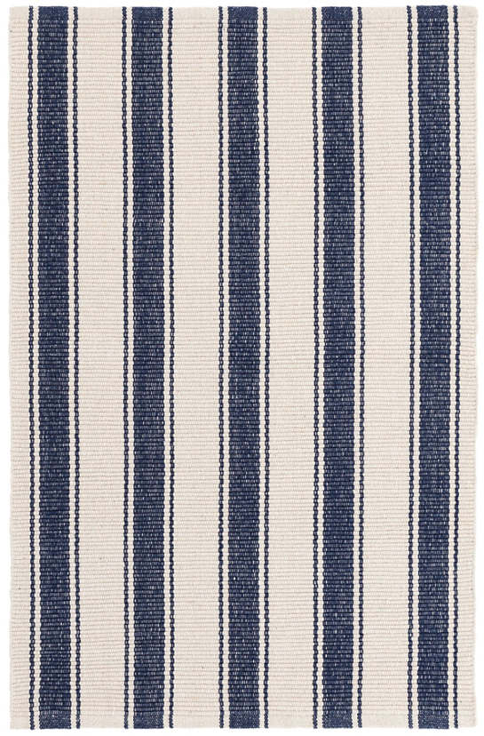 Blue Awning Stripe Woven Cotton Rug - 2'x3'