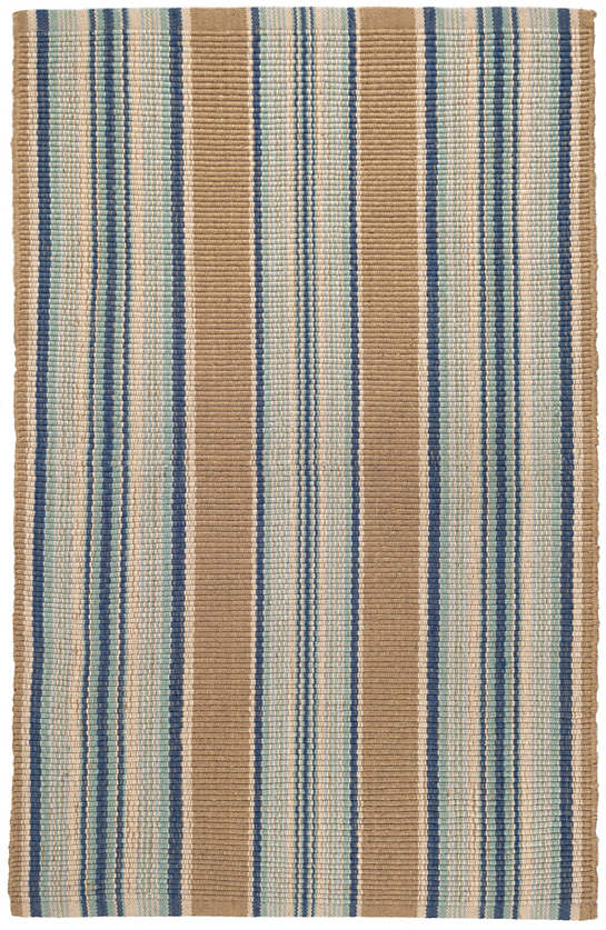Blue Heron Stripe Woven Cotton Rug - 2'x3'