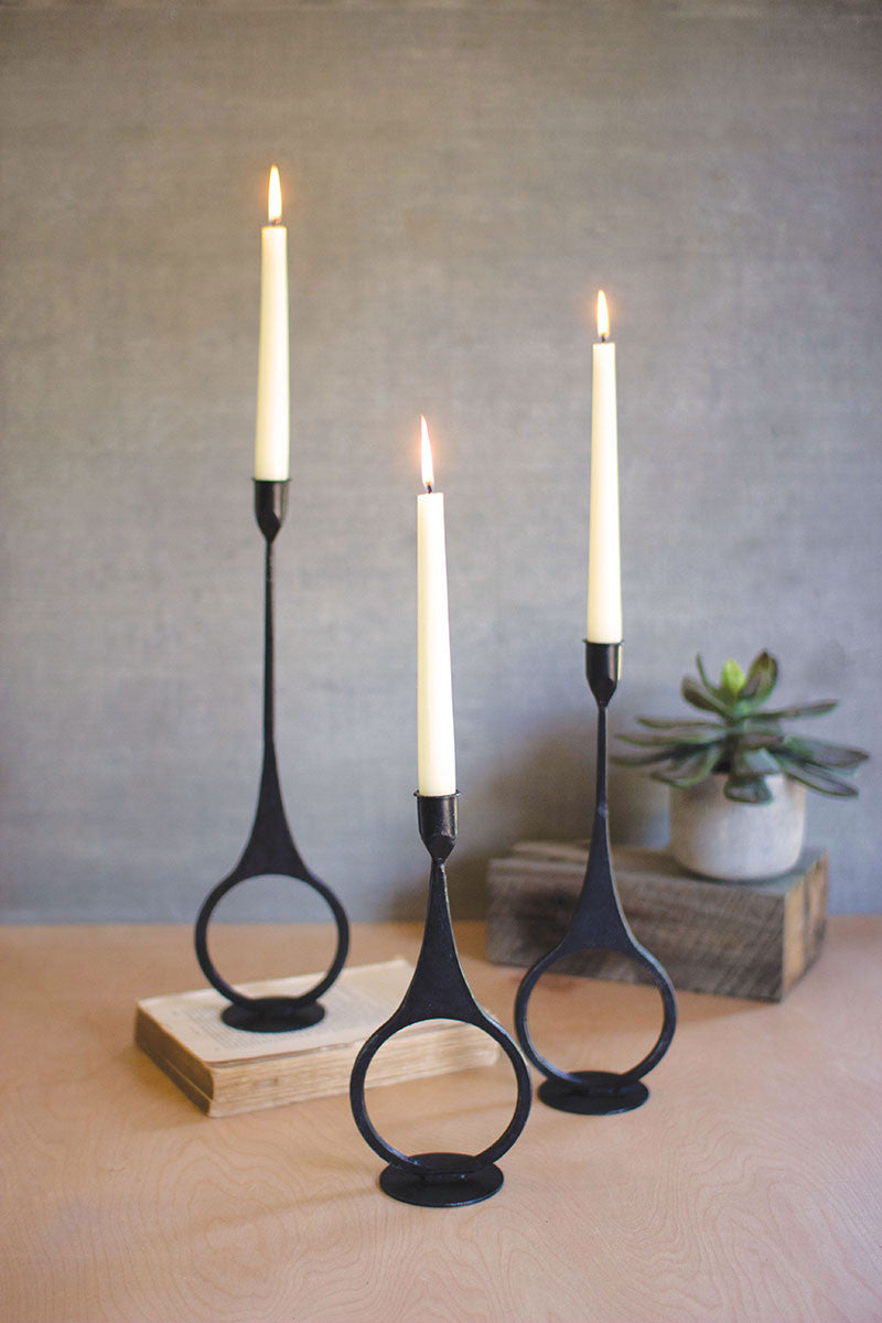 Cast Iron Candle Holders, Ring Detail