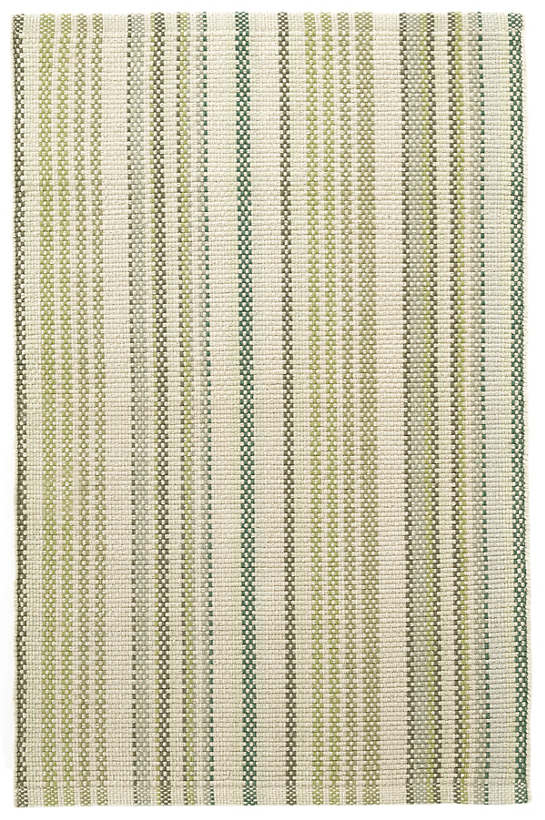 Oslo Stripe Green Woven Cotton Rug - 2'x3'