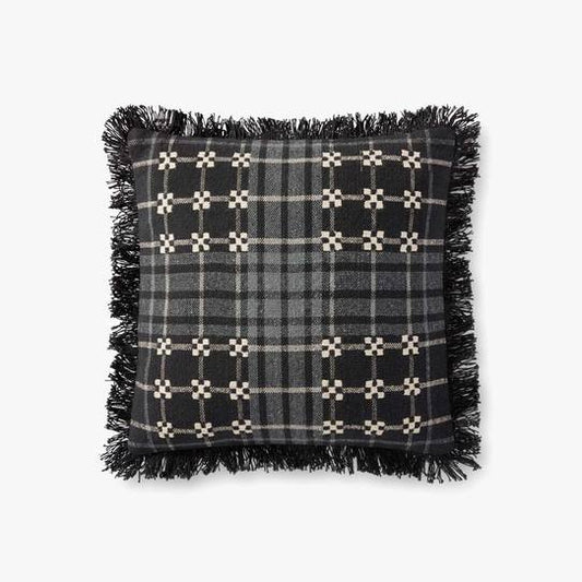 Black and Grey Plaid 18x18 Pillow