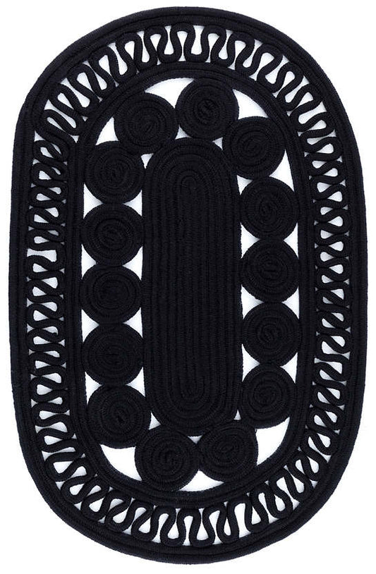 Reef Black Indoor/Outdoor Oval Rug 3'x5'