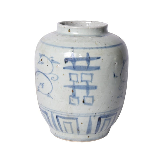 Blue & White Silla Small Pot Seagrass Double Happiness