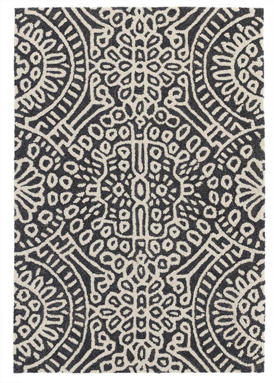 Temple Charcoal Micro Hooked Wool Rug - 3'x5'