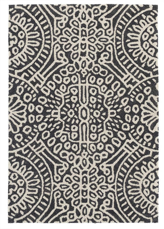 Temple Charcoal Micro Hooked Wool Rug - 3'x5'