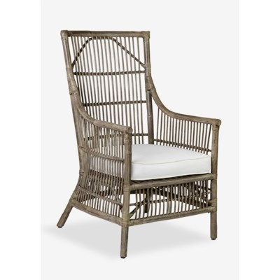 Winston Rattan High Back Arm Chair - Grey