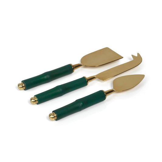 Bamboo & Gold Steel Cheese Tool Set